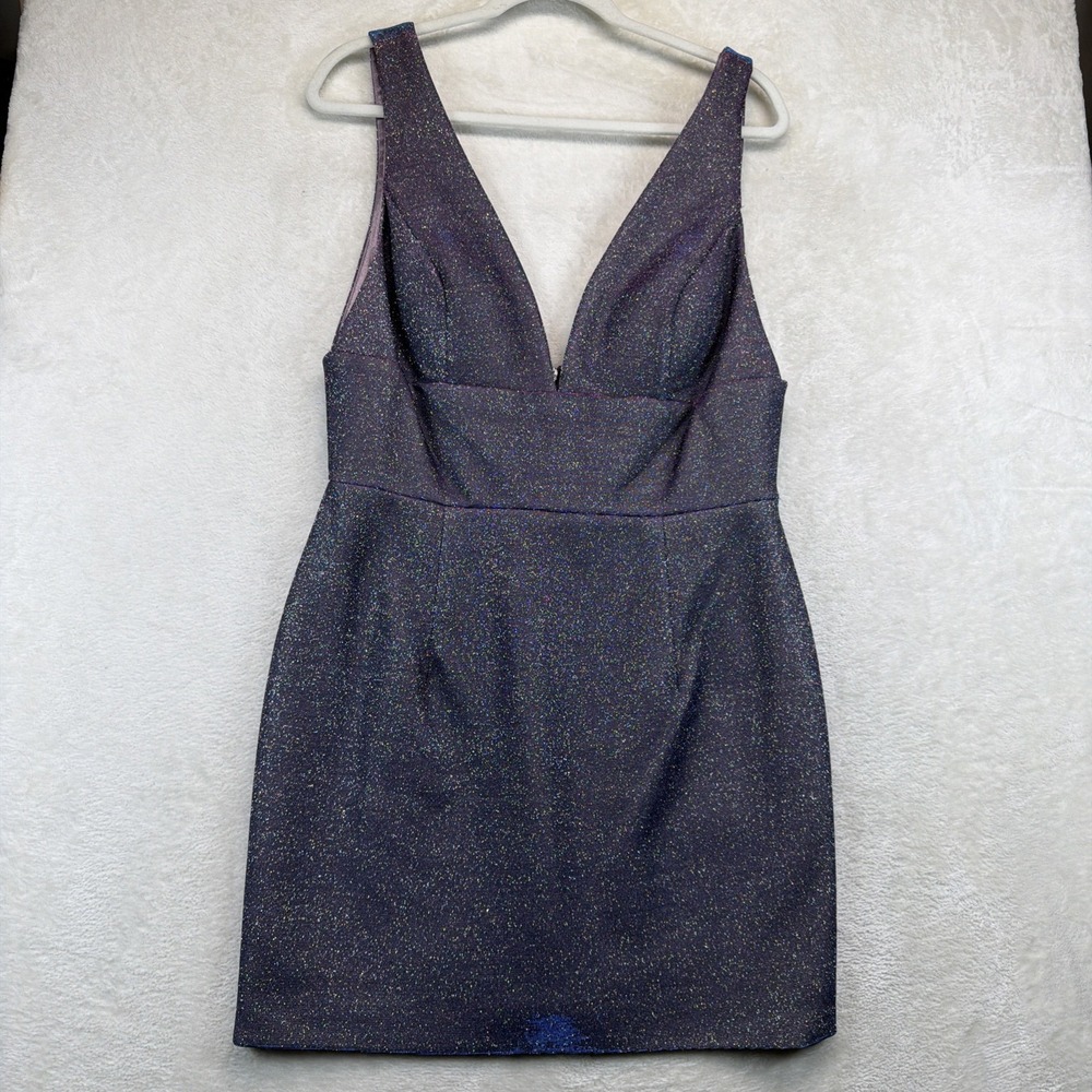 Sherri Hill Dress Womens 14 Metallic Sparkle Mini Homecoming Cocktail Party